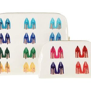 SJP by Sarah Jessica Parker Fawn Wall High Heel Shoe Cosmetic Makeup Bags. NEW